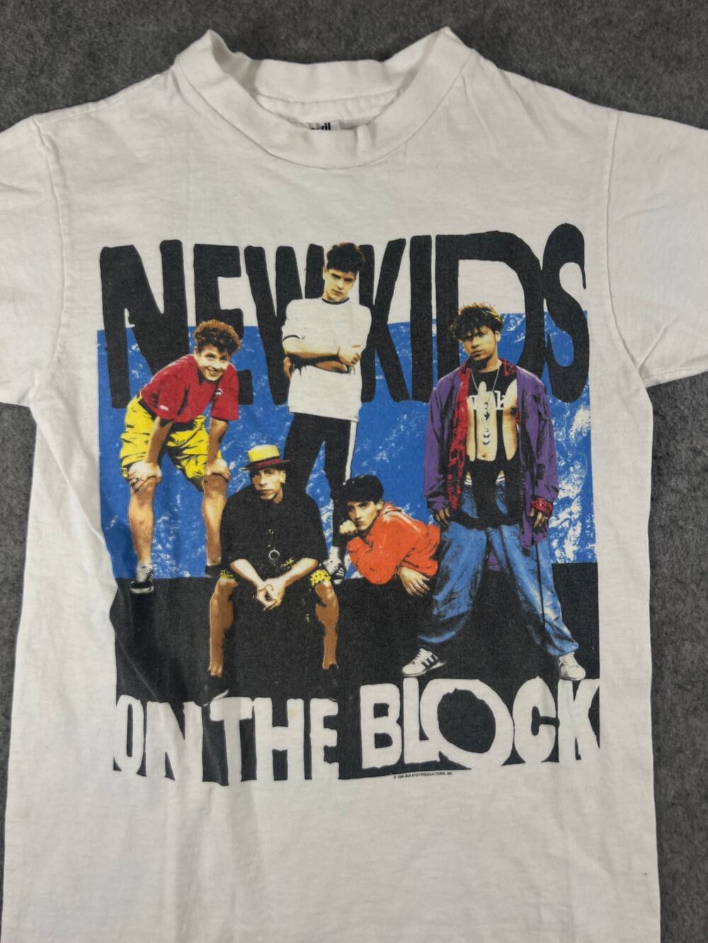 Vintage 90s New Kids On The Block Shirt Youth L White Band Tee Paper Thin USA